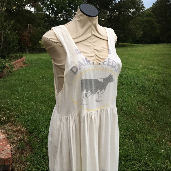 Vintage 80’s Country Farm Prairie Style Flour Sack Maxi Dress  BOHO FESTIVAL - Picture 1 of 15